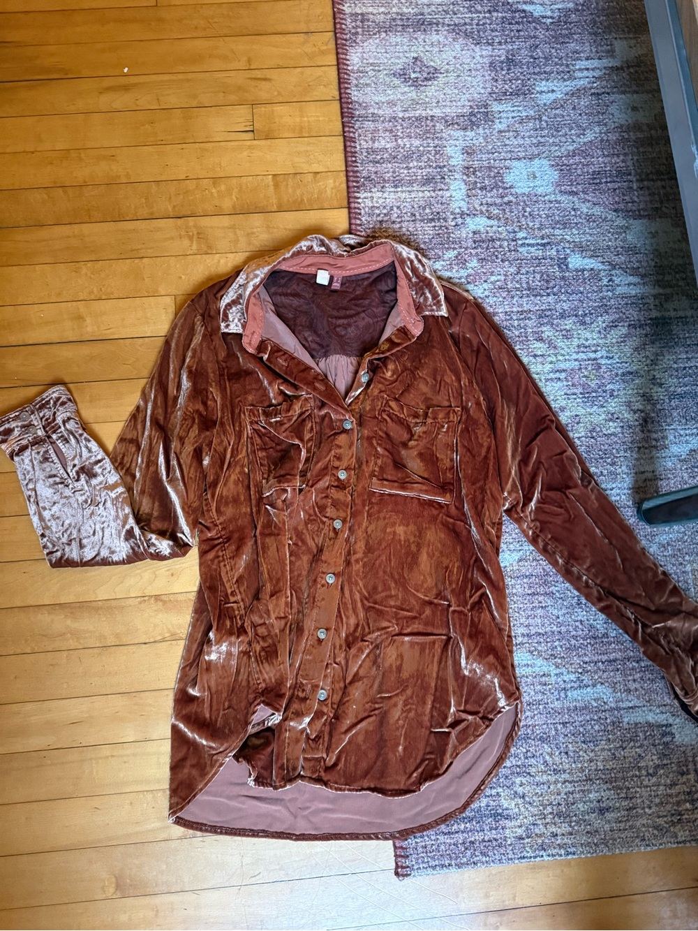 ANTHROPOLOGIE Pilcro Velvet Button-Up Shirt Jacket - Brown - Picture 4 of 4
